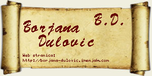 Borjana Dulović vizit kartica